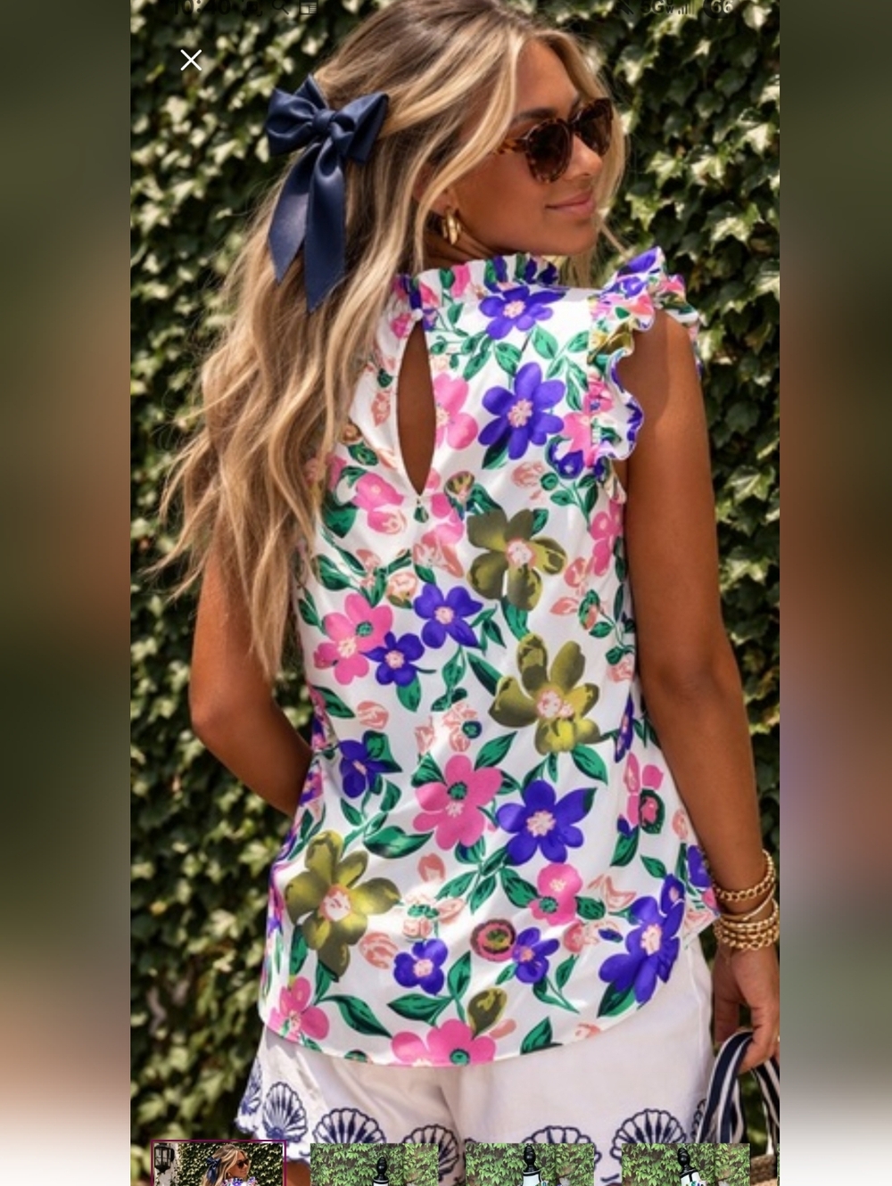 THML Floral Ruffle Adorable Sleeveless Top